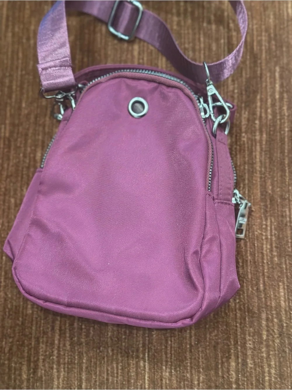 Compact Quilted Crossbody Bag in Plum for Women